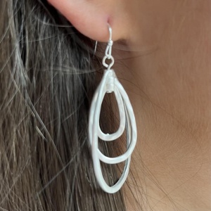 Triple Teardrop Earrings - Silver